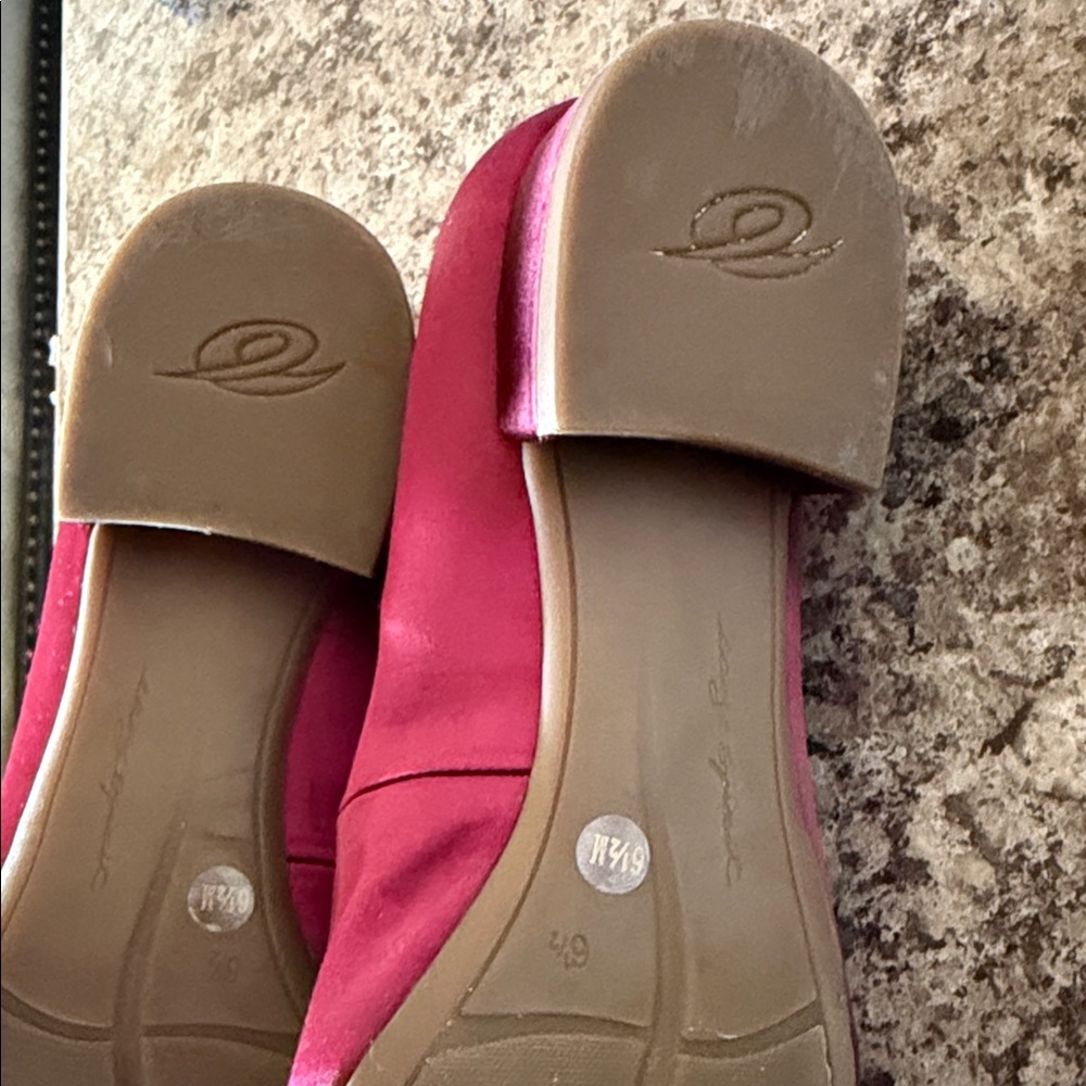 Easy Spirit Burgundy Satin Pointed Toe Flats with Crystal Buckle - Picture 6 of 7